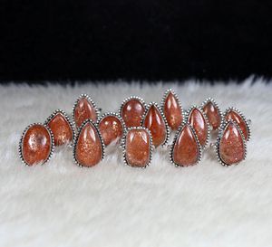 Precioso anillo de piedras preciosas de piedra solar naranja, diseño de anillo Chapado en plata, cristales al por mayor, piedra solar para hacer anillos - Product Image 4