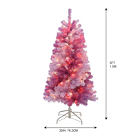 2026 Modernes Design 1,5m Neuer Vorbeleuchteter Pfefferminz-Kiefer Künstlicher PET-Misch-PVC Bunter Rosa Glitzer Weihnachtsbaum mit LED-Lichtern