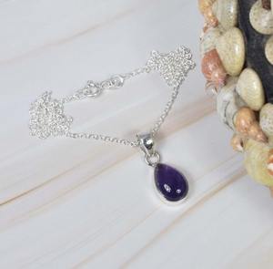 Pendentif de chaîne de pierres précieuses en argent Sterling 925 améthyste violette coupée sans chaîne bijoux faits à la main cadeau de pierre naturelle pour anniversaire - Product Image 3