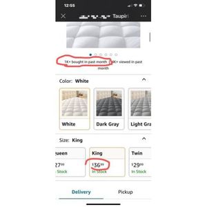 Funda de colchón acolchada Taupiri King Material de fibra impermeabilizante con patrón sólido de bolsillo profundo para sala de estar 8-21" - Product Image 3