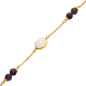 Cuarzo blanco Oval Oro Bisel Theia Plata Pulsera Joyería Venta al por mayor Hecho a mano 925 Joyería de ley - Product Image 3