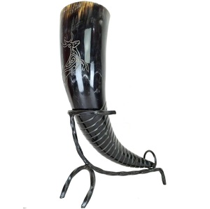 Cuerno vikingo de alta calidad para beber Cuerno natural pulido Soporte de metal Mejor precio Taza de oficina para cerveza - Product Image 5