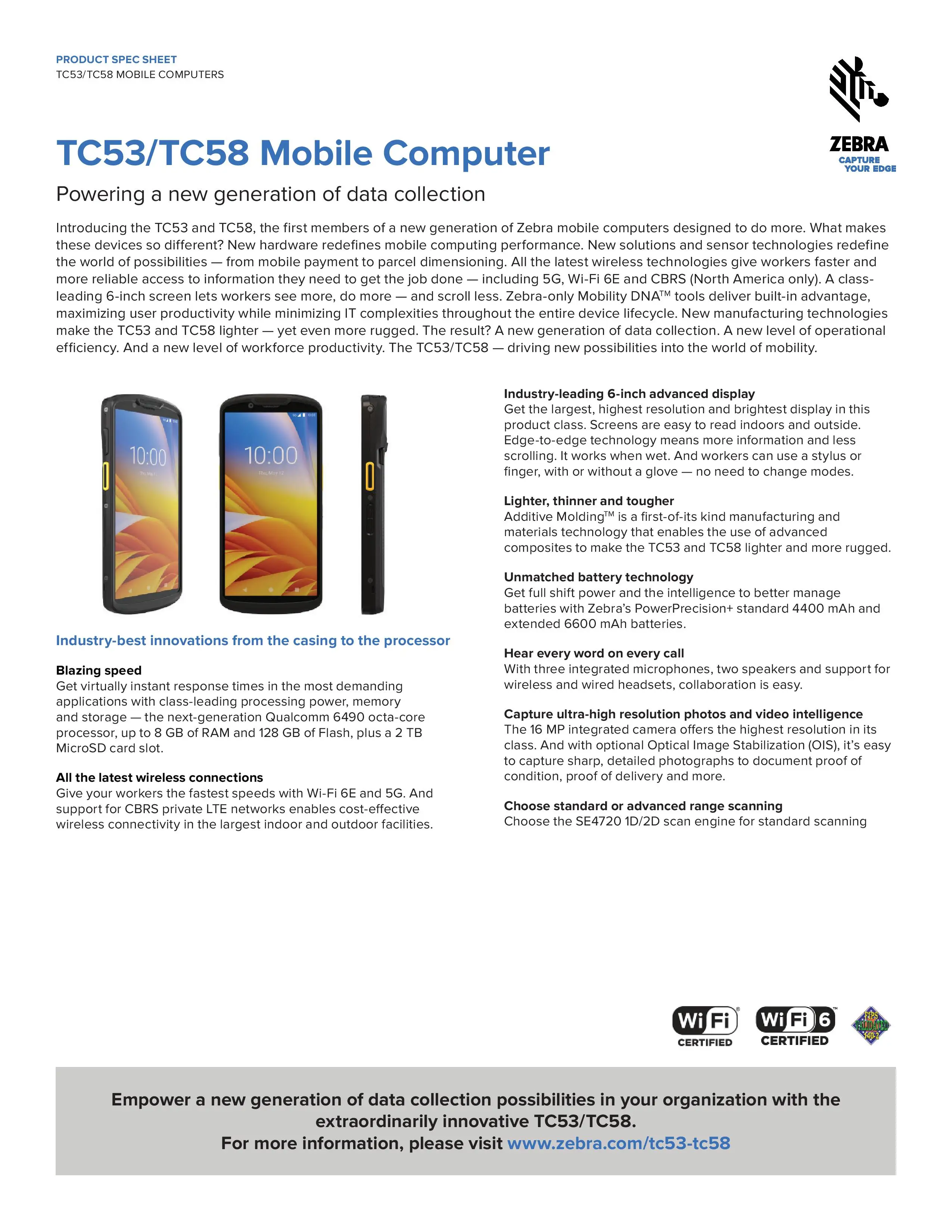 NEW!!! Zebra TC58 - The new generation of Android mobile computers with Wi-Fi 6E, 5G and PPT function