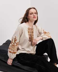 Boho Paysan Blouse Brodé En Coton Biologique Tassel Neck Bell Sleeve Eco-Friendly Made India Christmas Bohemian Shirt ODM - Product Image 2