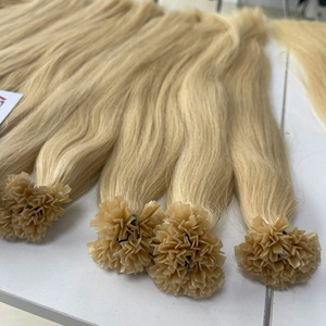 Extensiones de cabello con punta en V color rubio toda la longitud 100% cabello virgen vietnamita suave y sedoso sin encrespamiento - Product Image 1
