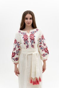 Robe mi-longue en dentelle vintage haute formelle décontractée brodée maille longue 100% coton naturel tour de taille tissé méthode de tissage - Product Image 3