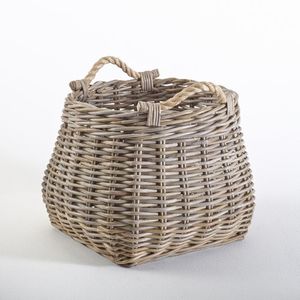 Cesta de mimbre de tonos neutros con diseño minimalista para organizar artículos de tocador de uso diario en baños inspirados en Spa - Product Image 6