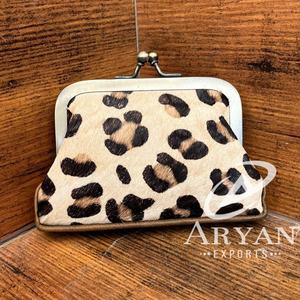 Multifunctional Popular Designer Small Ladies Cowhide <b>Coin</b> <b>Purse</b> Fashionable Animal Print Western Money Pouch with Metal Closure - Product Image 1