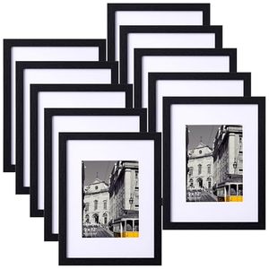 Eletecpro 10-Piece Modern Lightweight Engineered Wood UV/Silk Screen Printed Photo <b>Frames</b> Set 9x12 6x8 Photo Mats Collage - Product Image 1