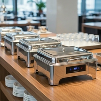 Elektrischer Edelstahl-Buffet-Warmhaltebehälter mit Touchscreen-Temperaturanzeige für Hotel, Restaurant, Catering und Veranstaltungen