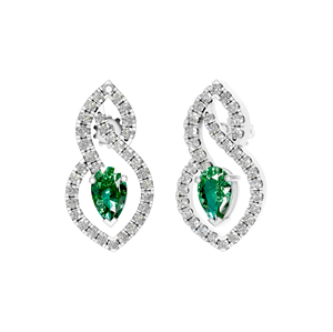 Luxurious 950 Platinum Fine Jewelry Trendy <b>Infinity</b> Synthetic Emerald Gemstone VVS Moissanite IGI Certified Stud <b>Earrings</b> - Product Image 3