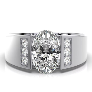 3.20 carats coupe ovale laboratoire cultivé CVD diamant 14K or blanc VS2 clarté M couleur bague de fiançailles pour femme plaqué rhodium luxe - Product Image 1