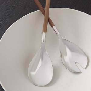 Traditional Design Silver Stainless Steel Silverware <b>Salad</b> <b>Server</b> With Wooden Handle ForHome kitchens and dining - Product Image 6