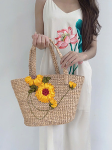 Colección May Tre LTL, bolsos de jacinto de agua Natural hechos a mano ecológicos, dos asas, cierre de puño abierto, diseño de moda - Product Image 4