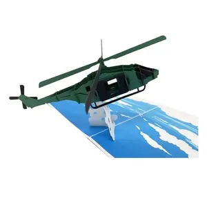 Kerajinan helikopter 3D kartu Pop Up buatan tangan kertas ucapan 3D penjual terbaik hadiah teman kartu helikopter kualitas tinggi buatan tangan