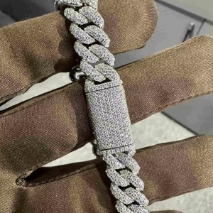 VVS Moissanite 925สร้อยข้อมือเงินสเตอร์ลิง10มม. 8นิ้วชุบทองคำขาว - Product Image 1