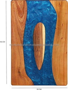 Juego de Bandeja y Posavasos de Resina Epoxi Multicolor, Diseño Moderno y Ecológico, Hecho a Mano, 4 Piezas, Diseño Aguamarina, Último Modelo 2022 - Product Image 6