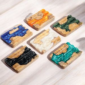 Porte-stylo artisanal en bois naturel et résine, écologique, modèle de motif, art et objet de collection, accessoires de table modernes - Product Image 1