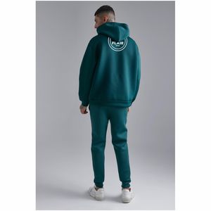 Haute qualité 100% coton hommes surdimensionné pull à capuche effet Vintage 3D décontracté hiver goutte épaule perlée solide brodé - Product Image 3