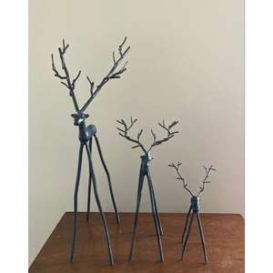 Ferme Moderne Grand Bois De Renne Sculpture Décoratif Accents De Table Petit Moyen Grande Taille Noir Renne Objets - Product Image 4