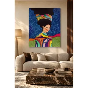 Fida, femme au turban coloré sur toile imprimée Nuit étoilée - Product Image 3