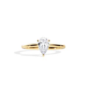 IGI Certified Pear Cut Lab Grown Diamond Solitaire Engagement <b>Ring</b> 14K Yellow / White And Rose Gold Minimalist Wedding <b>Ring</b> - Product Image 2