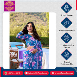 Ropa étnica india Diseño hermoso Ropa de boda y fiesta Tela de mármol sin peso Impreso con borde de encaje de perlas Saree - Product Image 5