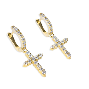 New Arrivals Luxury 14K Gold VVS Lab Grown Diamond <b>Earrings</b> Elegant <b>Cross</b> Hoop for <b>Men</b> and Women for Wedding Hip Hop Occasions - Product Image 2