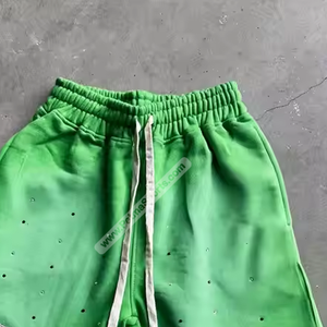 Private Label Custom <b>Sweat</b> <b>Shorts</b> 100% Cotton High Street Style <b>Sweat</b> <b>Shorts</b> Customizable Rhinestone Acid washed Embroidery - Product Image 6