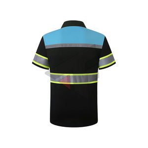 Chemises de travail à manches courtes de sécurité, jaunes et noires, pour hommes, chemises de travail de construction, chemises réfléchissantes - Product Image 2