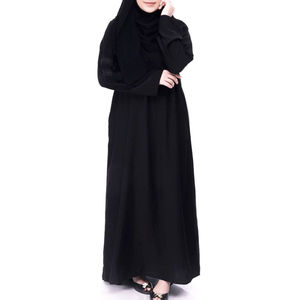 Abaya style arabe femmes couleur unie simple modeste caftan abaya vêtements islamiques Abaya longue musulmane teinte en noir à manches longues - Product Image 2