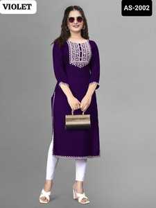 Ropa informal y diaria India Rayón simple con hermoso trabajo de bordado Kurtis elegantes con el precio más bajo y la mejor calidad Kurtis - Product Image 3