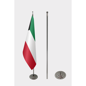 Drapeau d'intérieur officiel du Koweït avec logo personnalisé, impression numérique, mât en aluminium - Product Image 2