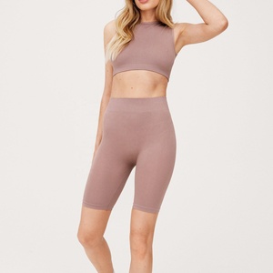 Summer custom logo high waisted 2pc biker shorts wholesale in bulk ,<b>2</b> <b>piece</b> <b>set</b> women biker shorts for women - Product Image 5