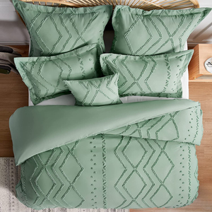 Juego de Sábanas Acolchadas Personalizadas al por Mayor, Juego de Ropa de Cama de 4 Piezas con Funda de Edredón Sólida, Juego de Sábanas con Patrón de Diamantes - Product Image 3