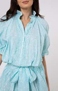 Nuevo precio al por mayor estampado manga corta Mini longitud volante diseñador hecho a mano vestido de fiesta para mujer - Product Image 3