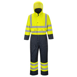 OEM 100% Polyester Safety Workwear <b>Overall</b> Men's Hi Vis <b>Flame</b> Retardant ANSI Class 1 Waterproof LED Flash 2 Tone Coverall - Product Image 2