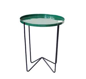 Nouvelle table en aluminium nickelé avec plateau et base en bois Table basse ronde en aluminium de conception la plus vendue - Product Image 4