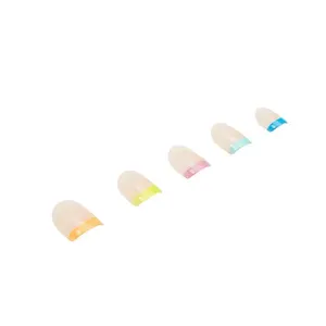 Set de Uñas Artificiales Premium Nail Addict, Estilo Francés Moderno, Puntas Largas con Diseño Cuadrado Arcoíris, Uñas Postizas con Pegamento, Certificación Halal - Product Image 4