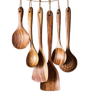 Ensemble de couverts en acier inoxydable cuillère couteau fourchette avec poignées en bois de haute qualité pour un look vintage sur la table à manger à la maison - Product Image 3