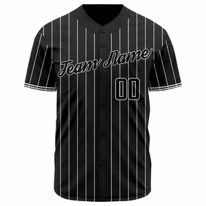 Black With White Lines Button Down Jerseys Baseball Jersey Softball Jersey Available In Different Colors With Multiple Design