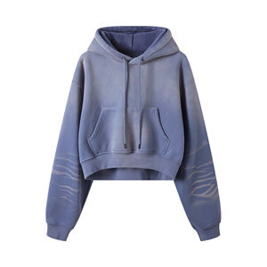 Vente en gros vêtements de mode vierges délavés à l'acide Offre Spéciale et sweatshirts de loisirs pour femmes avec patchs avec logo personnalisé - Product Image 1