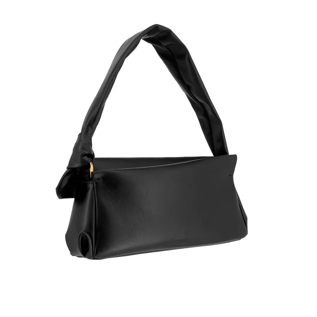 A-Baguette monocolor กระเป๋าถือสีดำที่มีเอกลักษณ์เฉพาะตัวกระเป๋าที่ทำในอิตาลีคอลเลกชัน Rebus SS24
