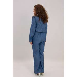 จั๊มสูทสีครามสำหรับผู้หญิง เอวสูง ไซส์พลัส ทรงเข้ารูป พิมพ์ลายมัดย้อม สำหรับเล่นกีฬา รุ่น WGK-DNW-DY-1947 - Product Image 4