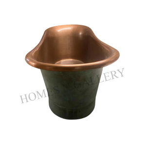 อ่างอาบน้ำทองแดงบริสุทธิ์ดีไซน์แบบโบราณสีขาวด้านนอกผลิตเสร็จในเอเชียอ่างอาบน้ำทองแดงที่มีการออกแบบที่ไม่เหมือนใคร - Product Image 4