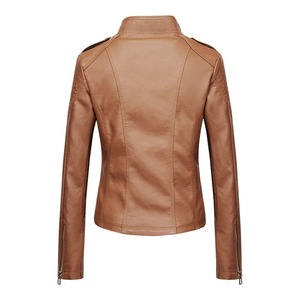 Chaqueta de cuero para mujer 2025 chaqueta básica abrigo mujer invierno motocicleta chaqueta PU cuero cremallera prendas de vestir exteriores - Product Image 2