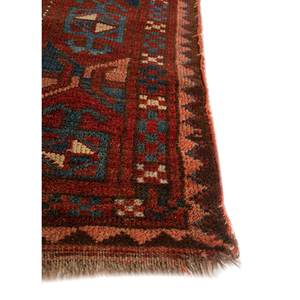Alfombra Kilim de Lana Kiaan de Gran Tamaño, Anudada a Mano, con Patrón Geométrico Rojo Naranja para Entrada de Casa, Pasillo Rectangular - Paem-1322 9x12" - Product Image 4