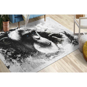 Alfombra de Mono de Ojos Azules: Alfombra Decorativa Lavable a Máquina, Alfombra Suave de Tela No Tejida - Product Image 3