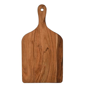 Tabla de cortar de madera de diseño único con mango de metal, producto de cocina de madera al por mayor, forma redonda de madera Natural, respetuosa con el medio ambiente - Product Image 2