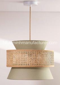 Lampe en rotin combinée en tissu bleu, lampe suspendue décorative pour la maison, le salon, l'hôtel, la lampe mezzanine - Product Image 1